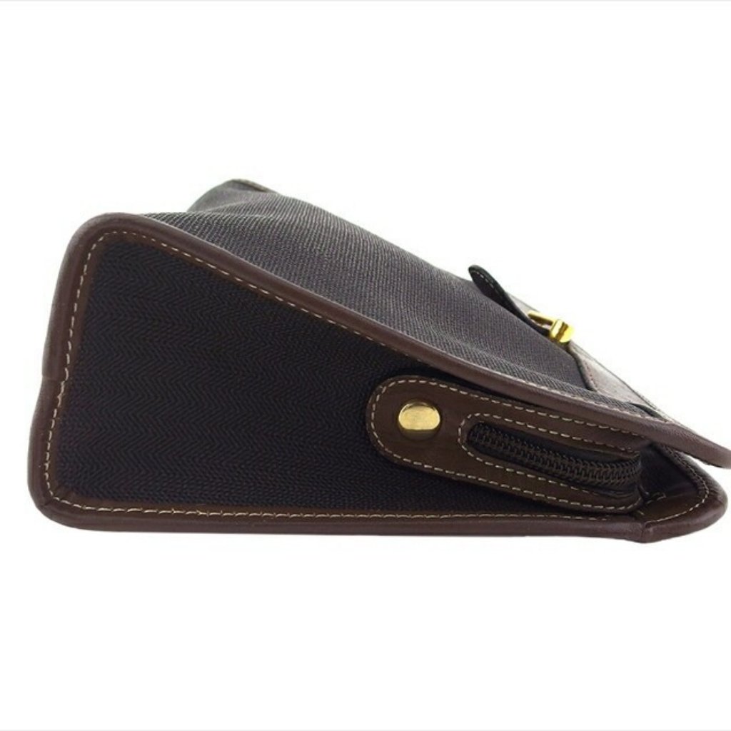Dunhill Clutch Bag Black Brown Gold Women Authentic Secondhand